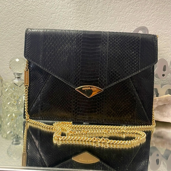 RARE, Auth MK Genuine Snake Skin envelope clutch handbag - Picture 6 of 11